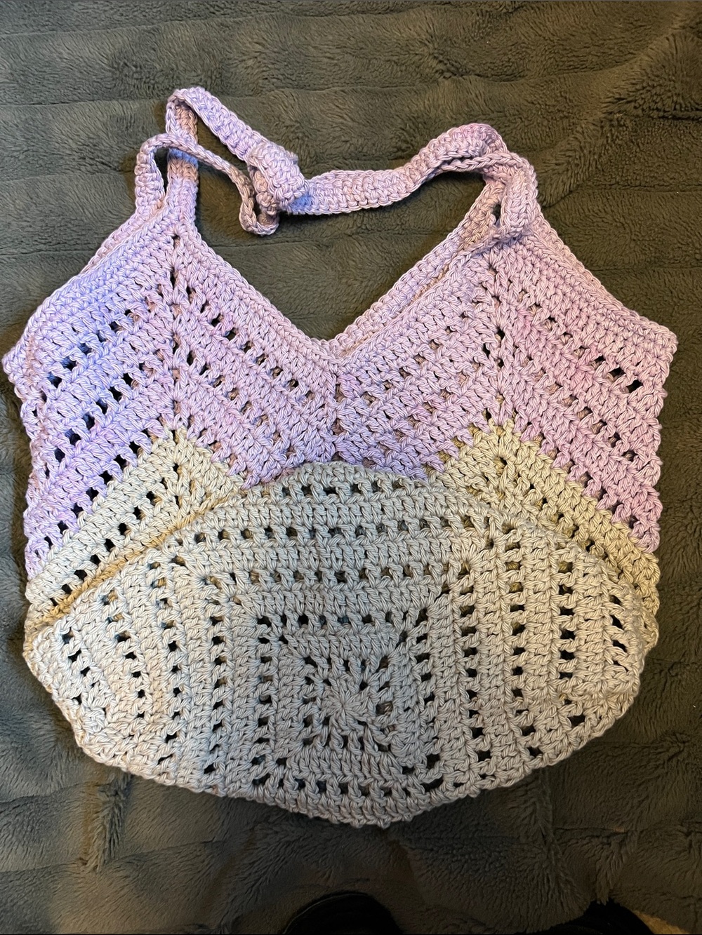 Handmade Lilac and light grey Crochet Shoulder Bag